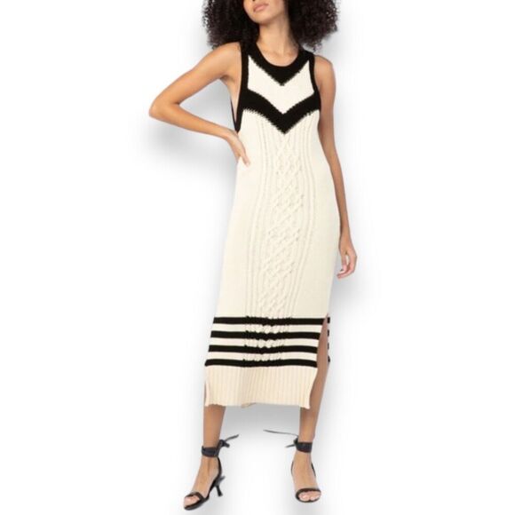 Tanya Taylor Sweater Dress 1X Cream Nina Cable-Knit Sleeveless Beach Coastal NEW - Picture 11 of 11